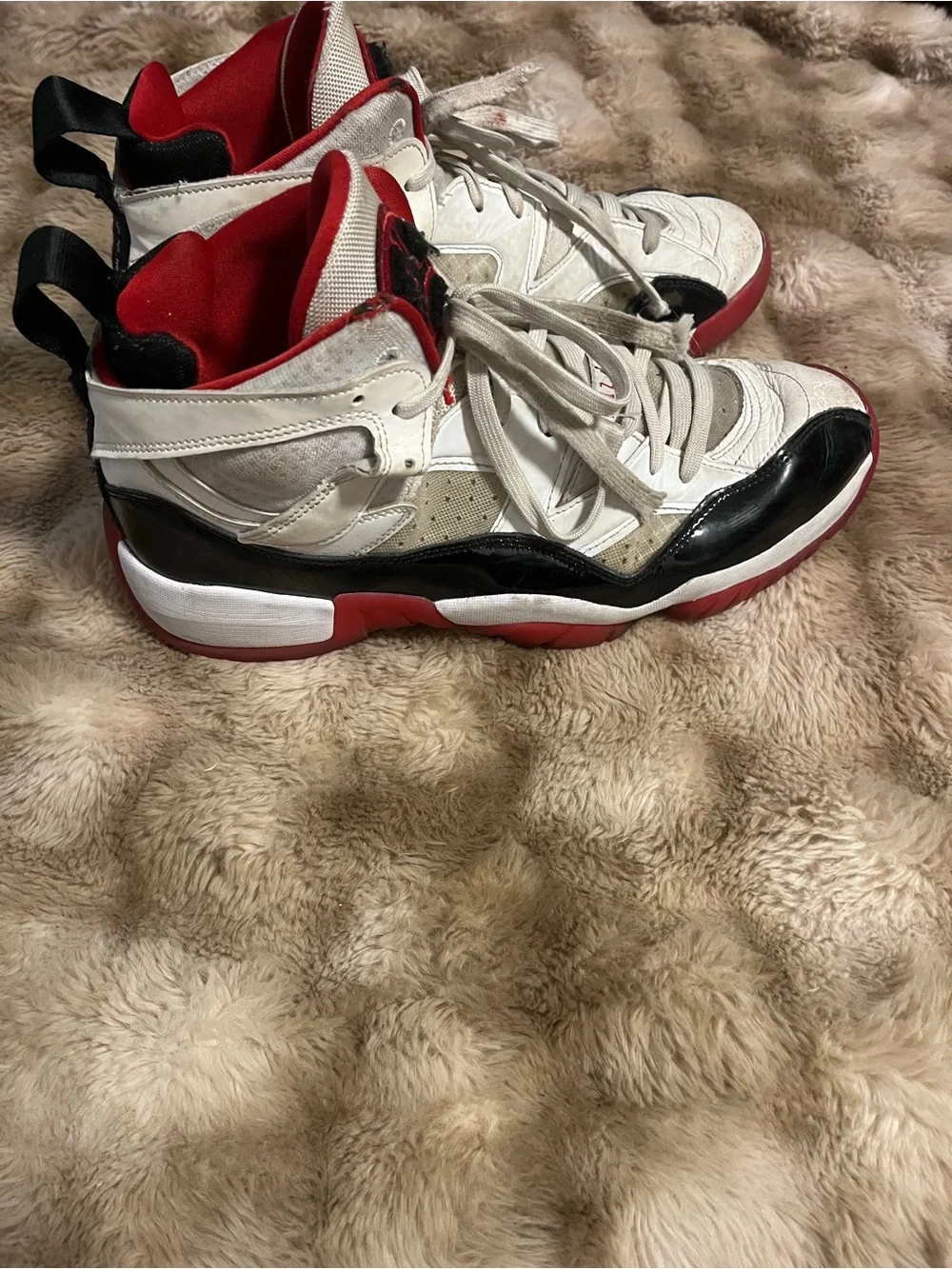 Jordan Men's White, Red & Black High-Top Basketball Sneakers